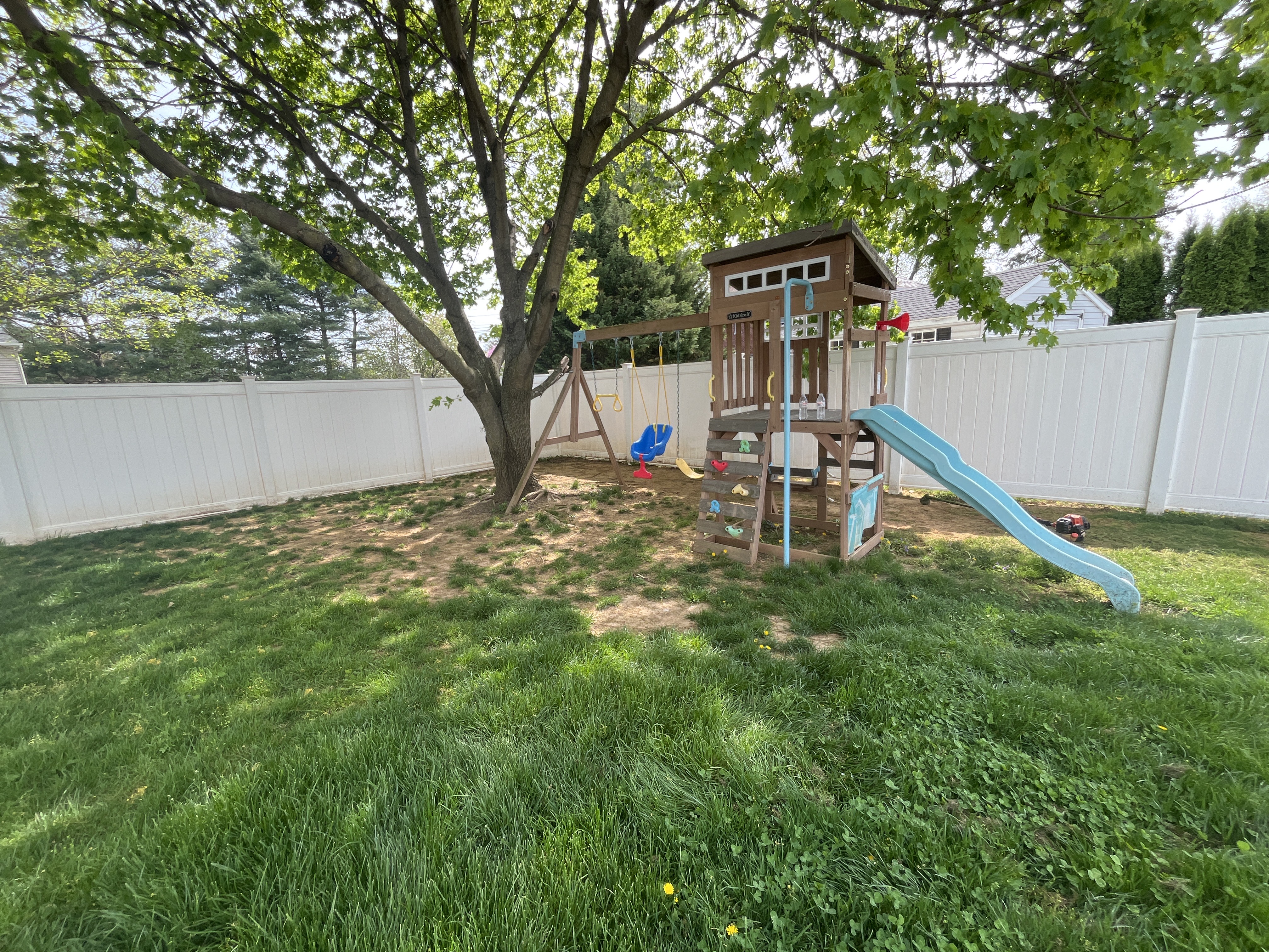 Backyard before landscape bed installation in Lancaster PA