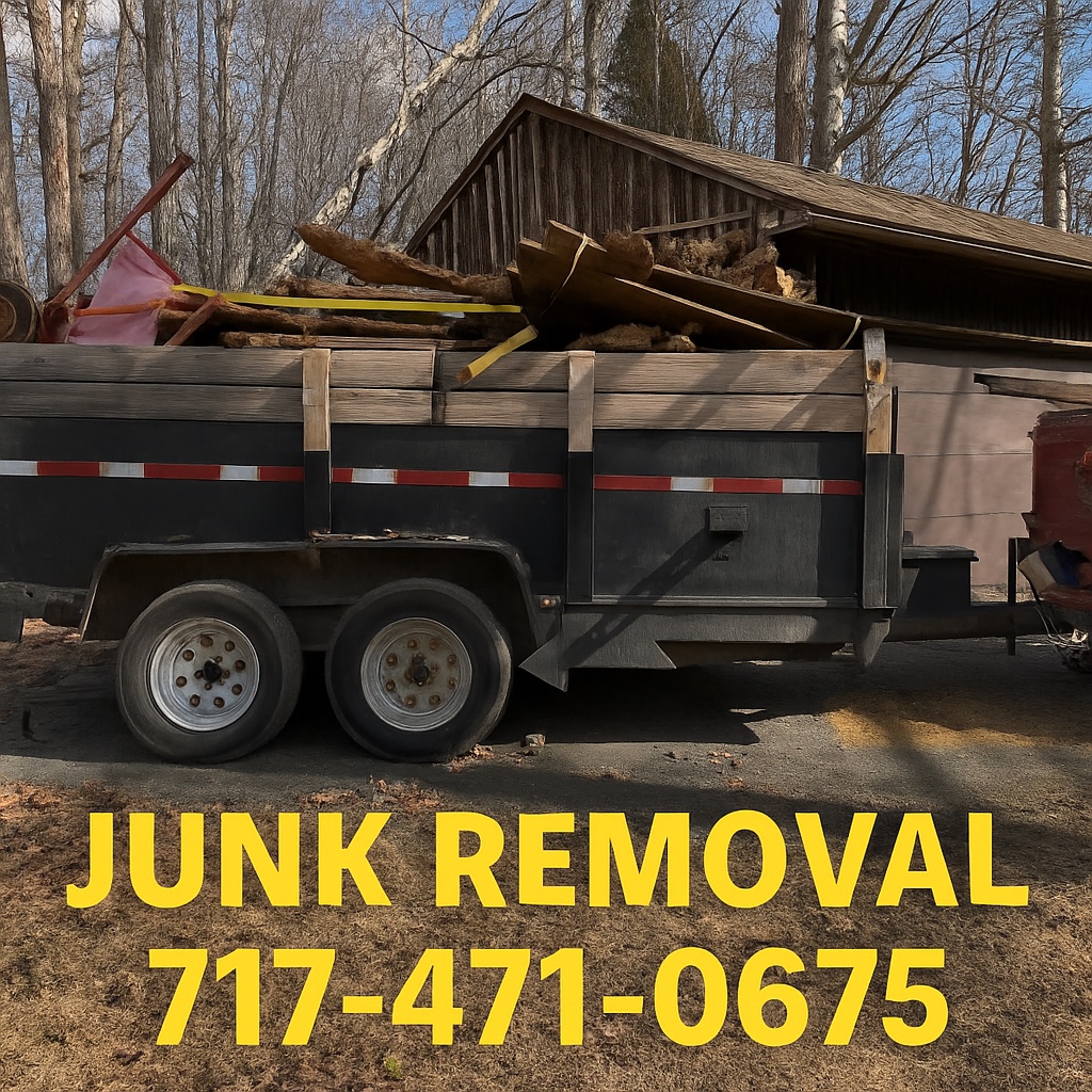 Trailer loaded with debris for removal by Lawn Patrol