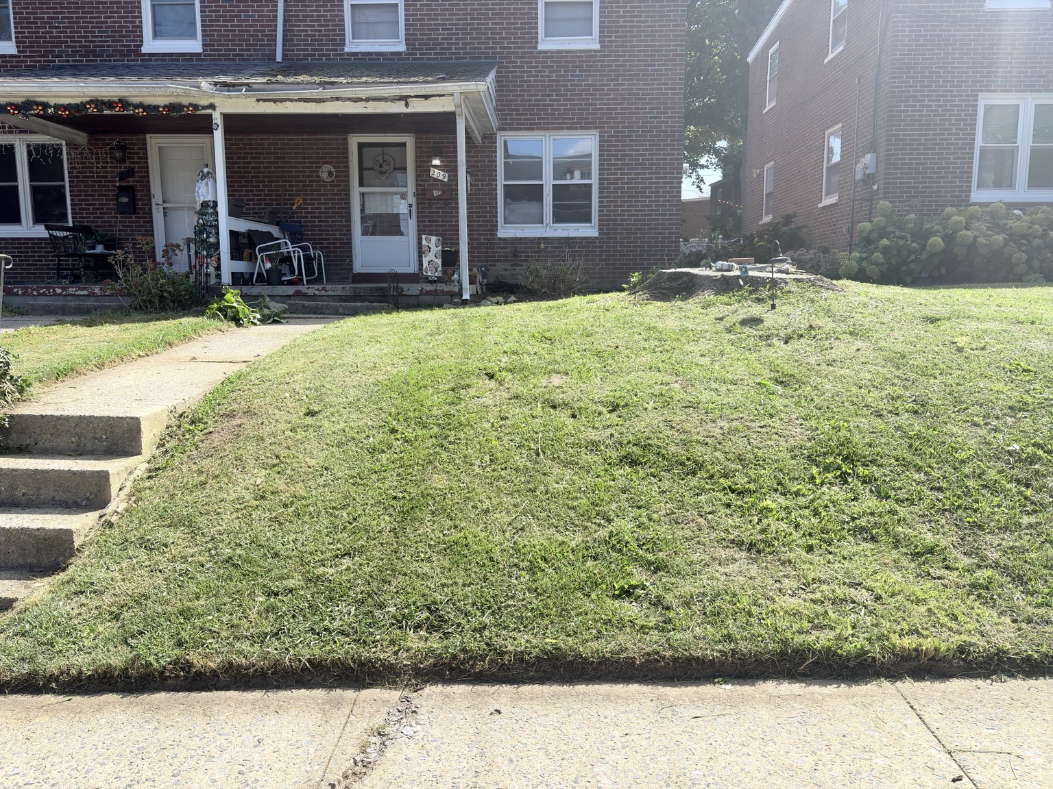 Front yard after overgrown yard cleanup in Lancaster PA